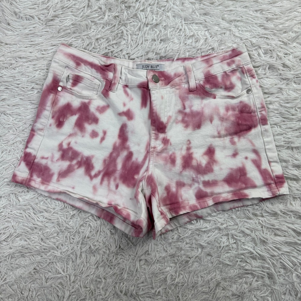 Judy Blue Shorts Womens 29 Pink Tie Dye Mid Rise Stretch Denim Jean Short Casual